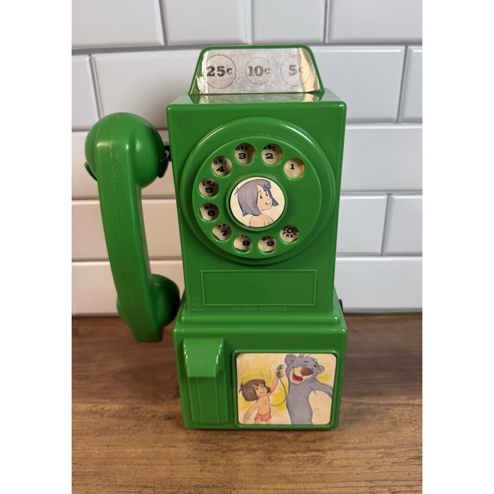 RARE Disney Hasbro 1960s Green Jungle Book Rotary Toy Phone - READ